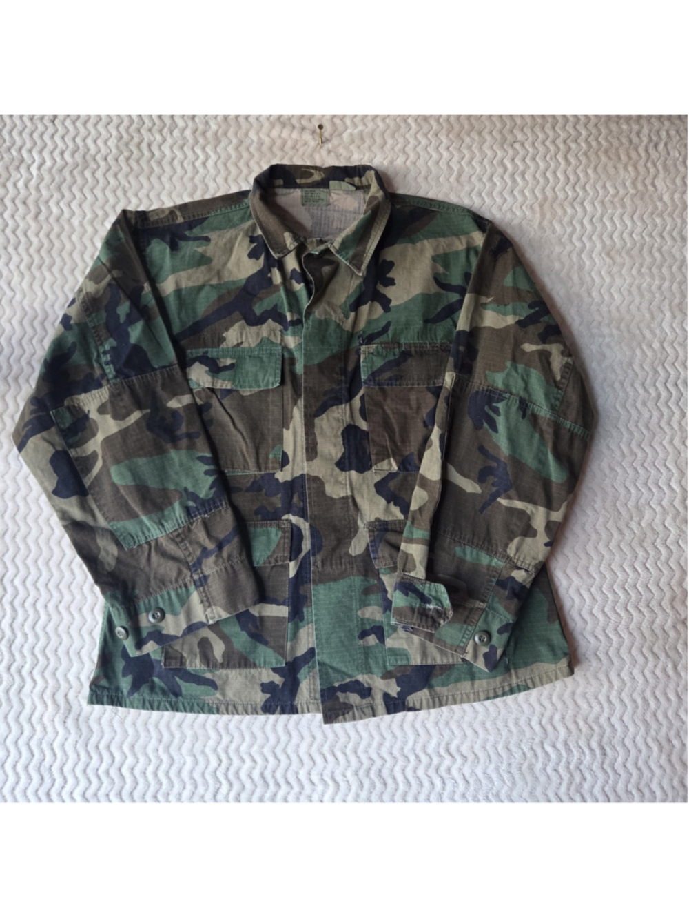 USAF Mens Large Long Field Shirt Woodland Camouflage Military BDU